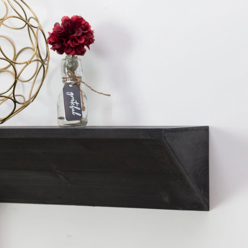 Large Black Wood Floating Wall Shelf R777152