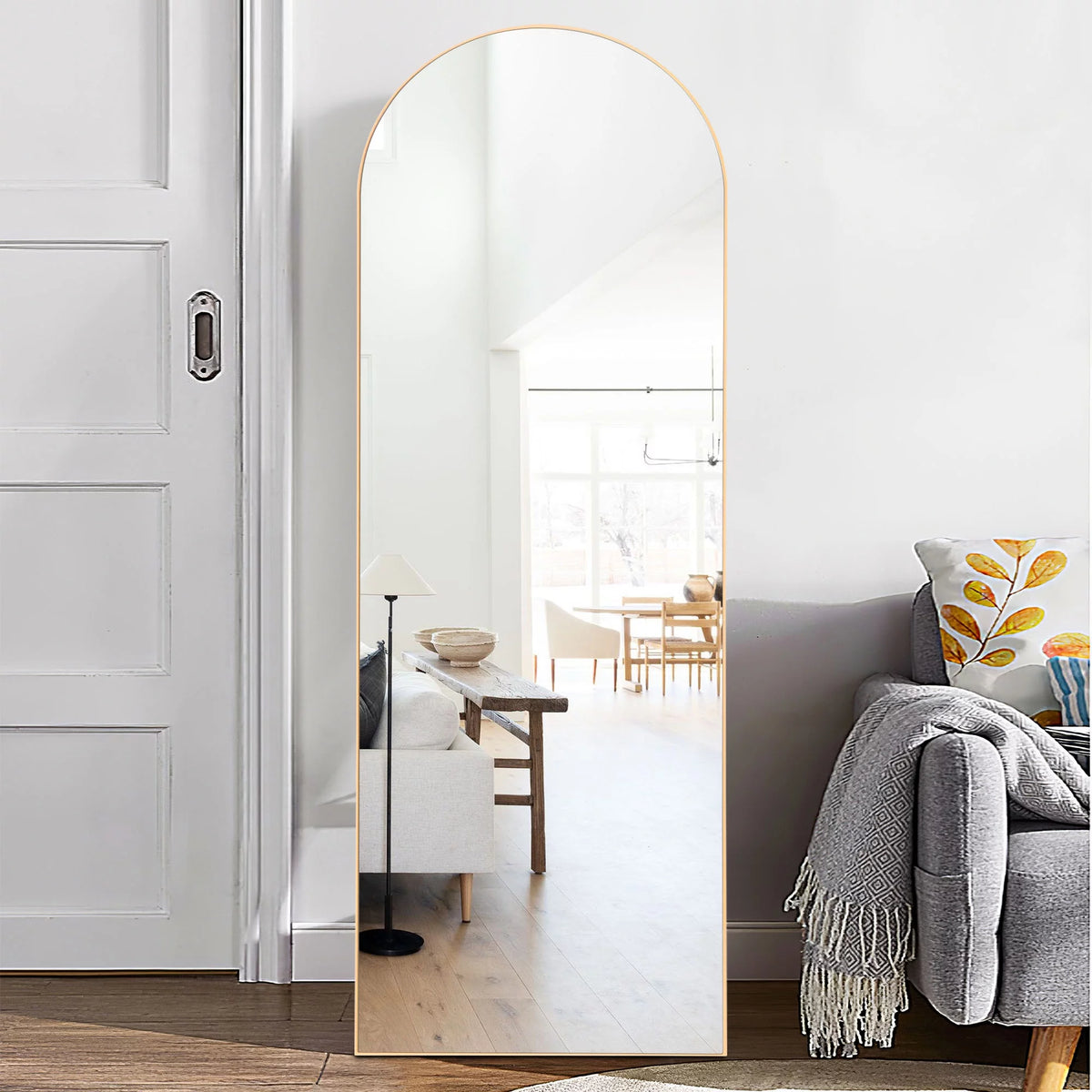 Gold Modern Floor Mirror H580946