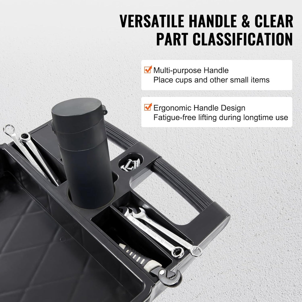 Black 2 Shelf Heavy Duty Plastic Rolling Utility Cart L8120