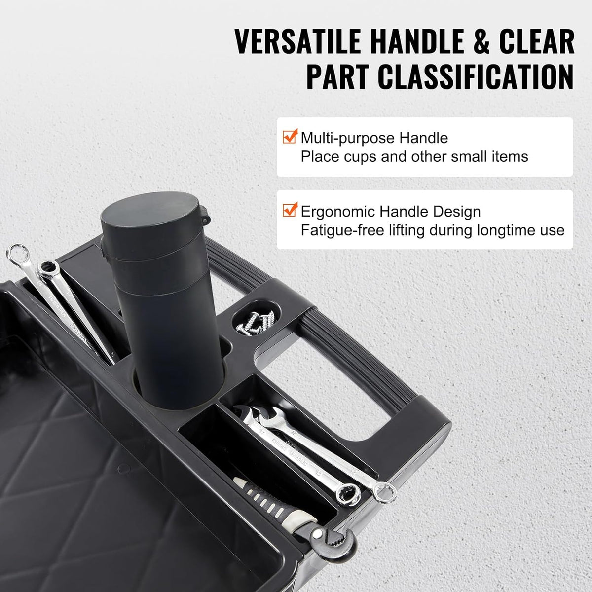 Black 2 Shelf Heavy Duty Plastic Rolling Utility Cart L8120