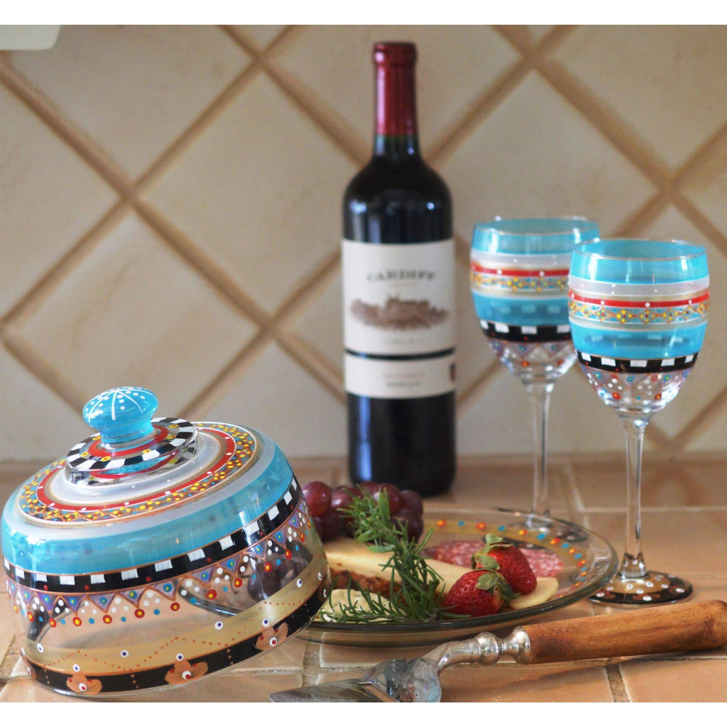 Set of 2 Hand Painted Wine Glasses, 10.5 oz. F3552
