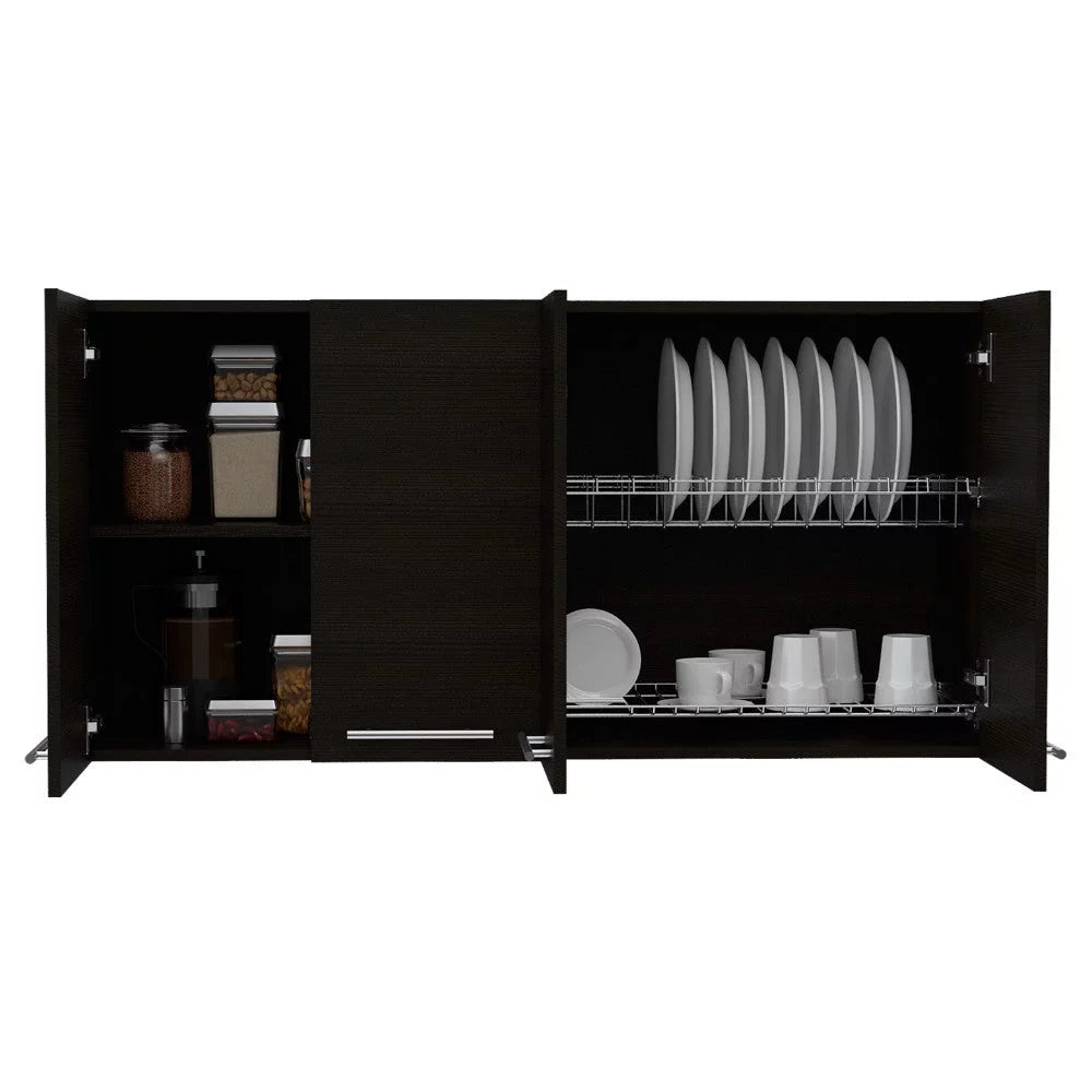 Black Wengue Finish Four Doors Kitchen Cabinet C32655
