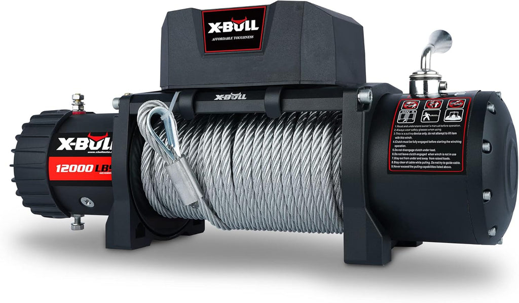 12V Stainless Steel Electric Winch Kit, 12000 lb. Load Capacity, Waterproof IP67, Wireless Handheld Remotes and Corded Control, Hawse Fairlead, Grey D9674