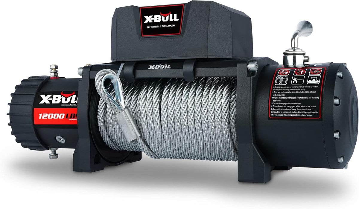 12V Stainless Steel Electric Winch Kit, 12000 lb. Load Capacity, Waterproof IP67, Wireless Handheld Remotes and Corded Control, Hawse Fairlead, Grey D9674
