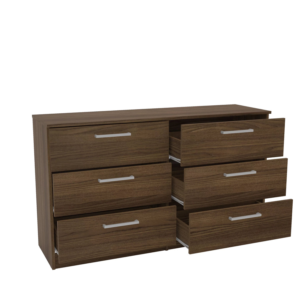 White 6 Drawer Wood Double Dresser T49600