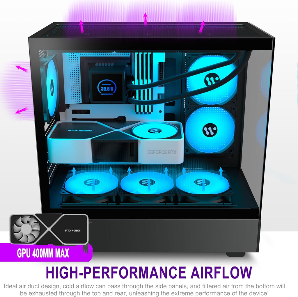 Black PC Case with ARGB Fans F98863