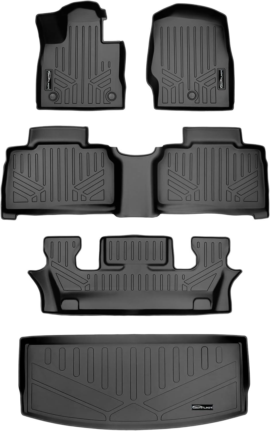 Black 3 Row Floor Mats and Cargo Liner Set J737