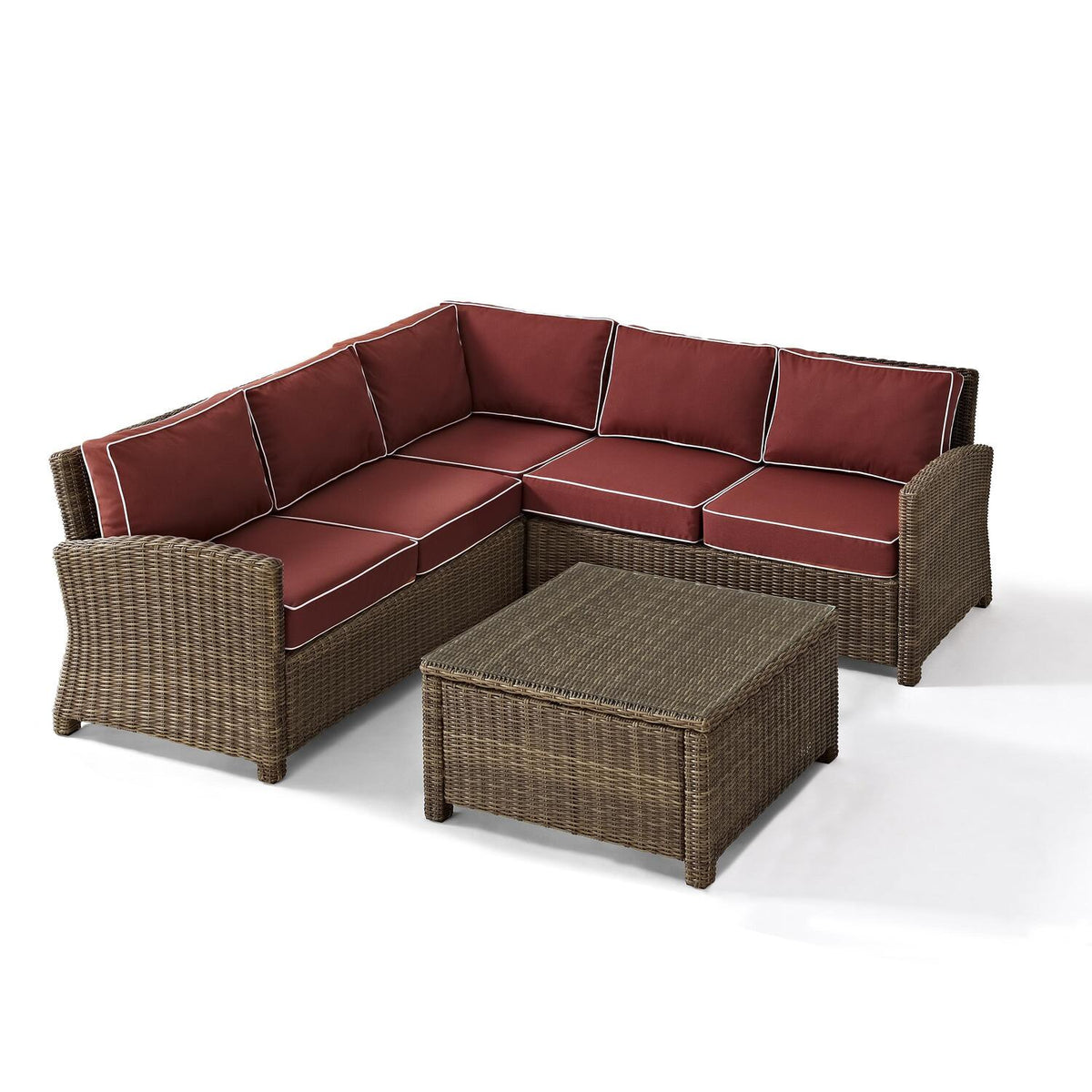 4Pc Outdoor Wicker Sectional Set Sangria Weathered Brown V52790