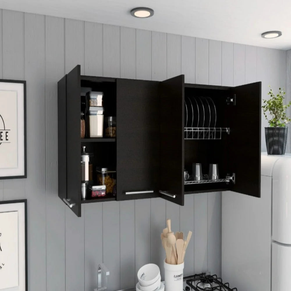 Black Wengue Finish Four Doors Kitchen Cabinet C32655