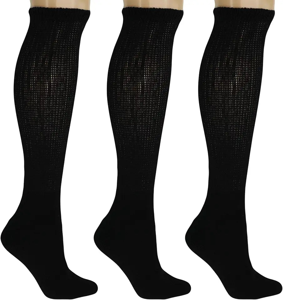 Over the Calf Diabetic Socks with Non-Binding Top and Cushioned Sole 3 Pairs U6704