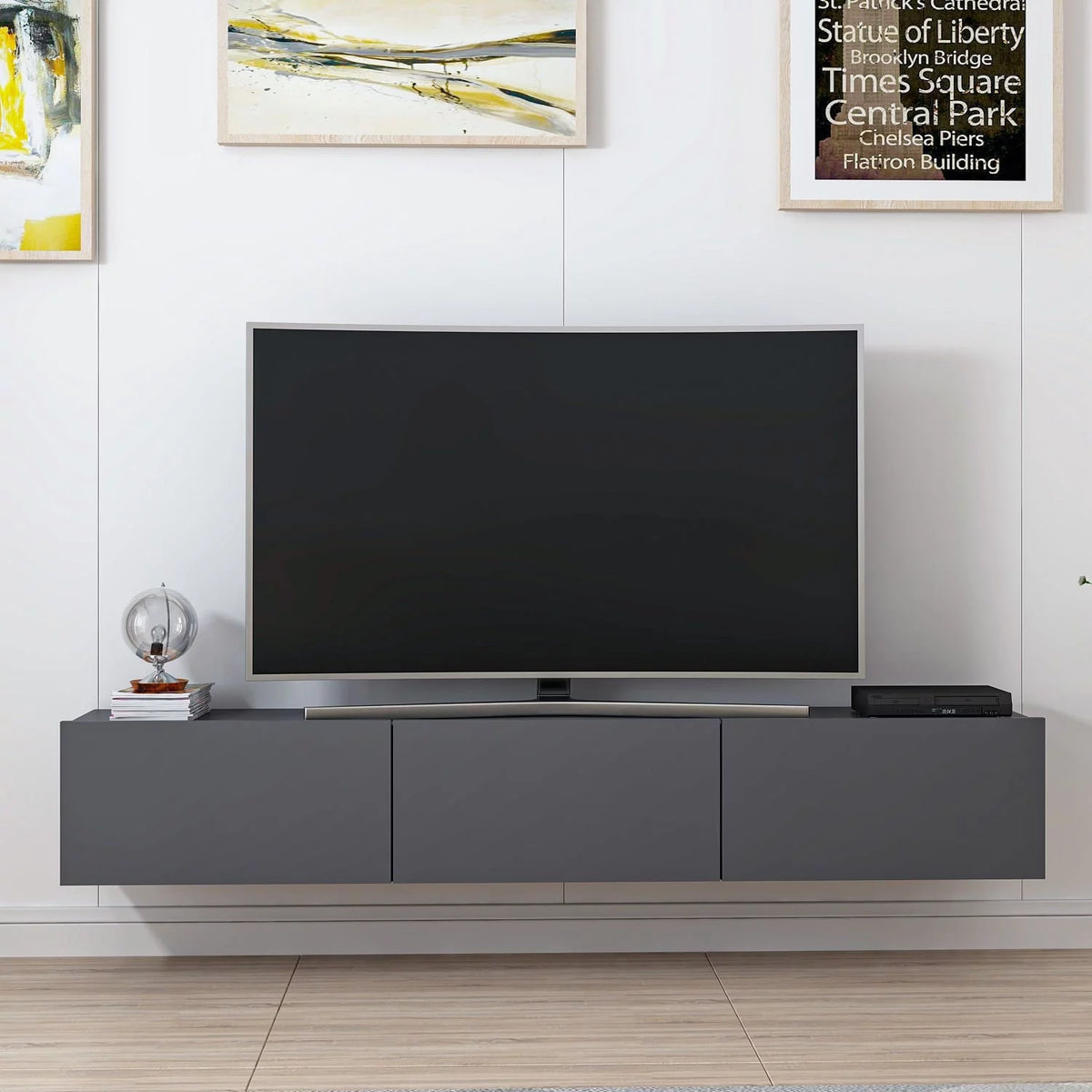 Hanging Tv Unit with Decor Panel Anthracite A480