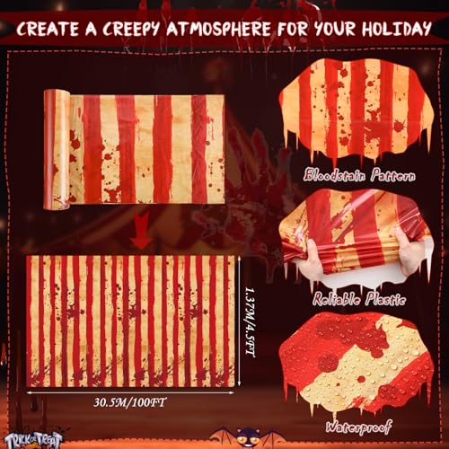 200 FT Red and White Striped Tablecloth Roll H19060