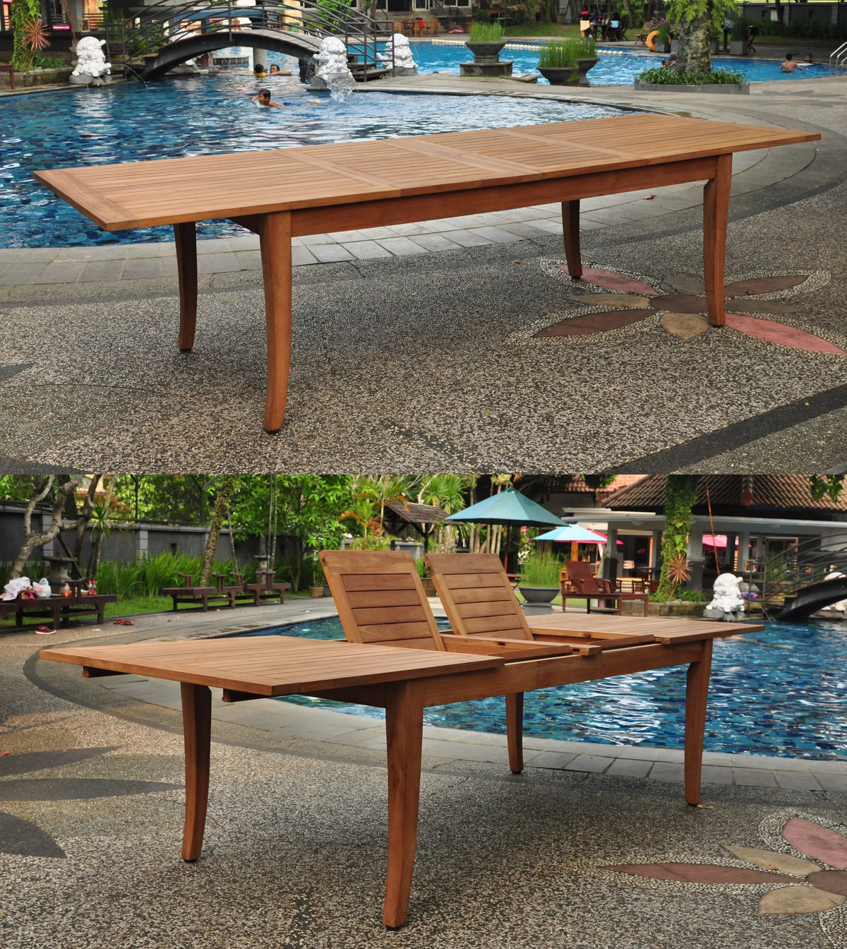 Grade-A Teak 7 Pc 6 Seater Double Extension Dining Set N98548