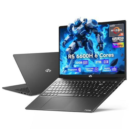 15.6" IPS FHD Gaming Laptop, AMD Ryzen 5 6600H 6-Cores 660M GPU 16GB DDR5 RAM 1TB SSD E753577