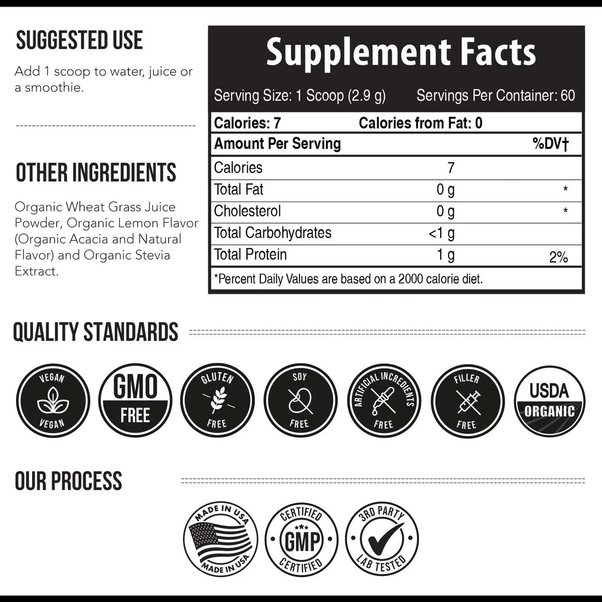 Organic Wheatgrass Juice Powder Lemon Flavor E818025