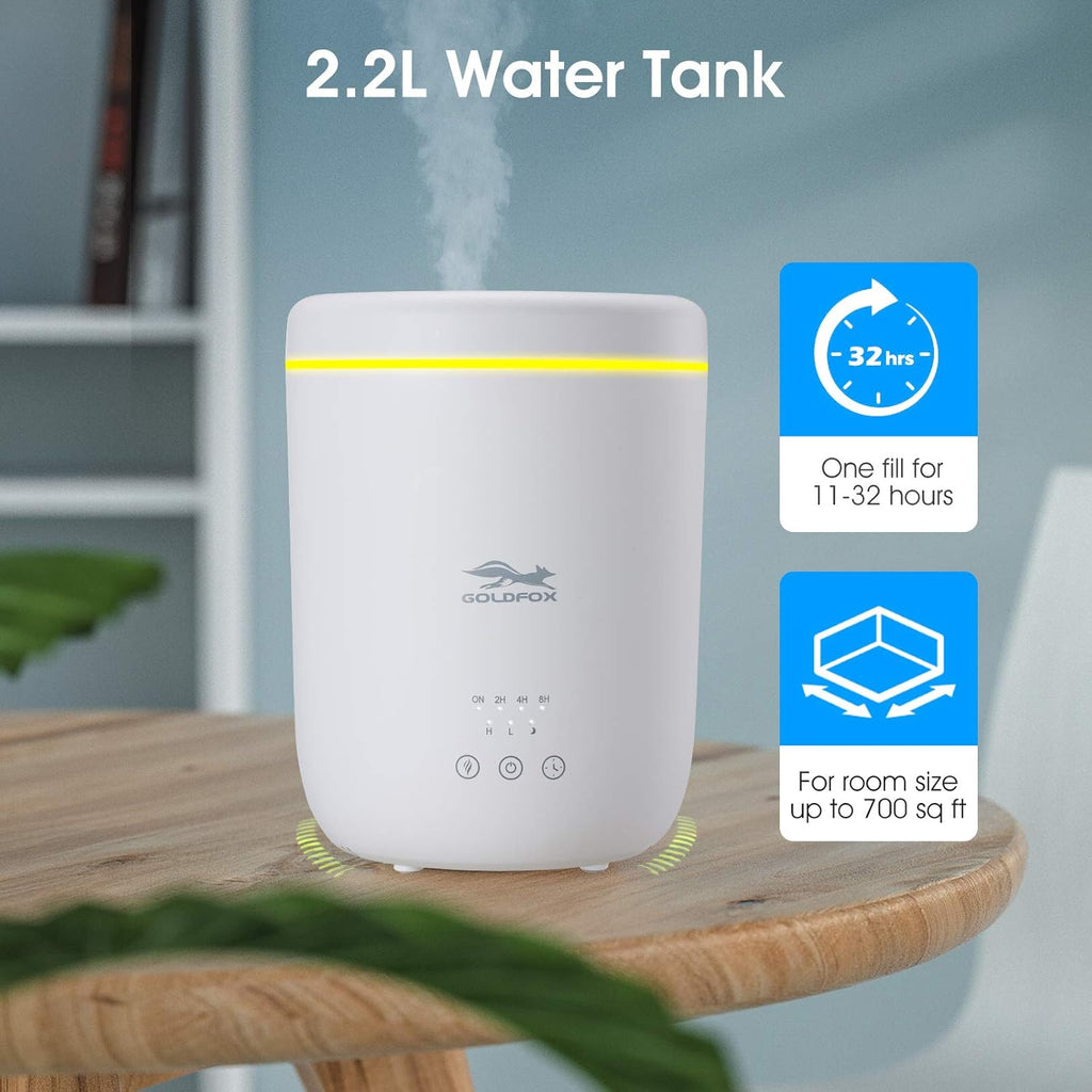 2.2L Cool Mist Humidifier with Ambient Light, Pack of 2 D65988