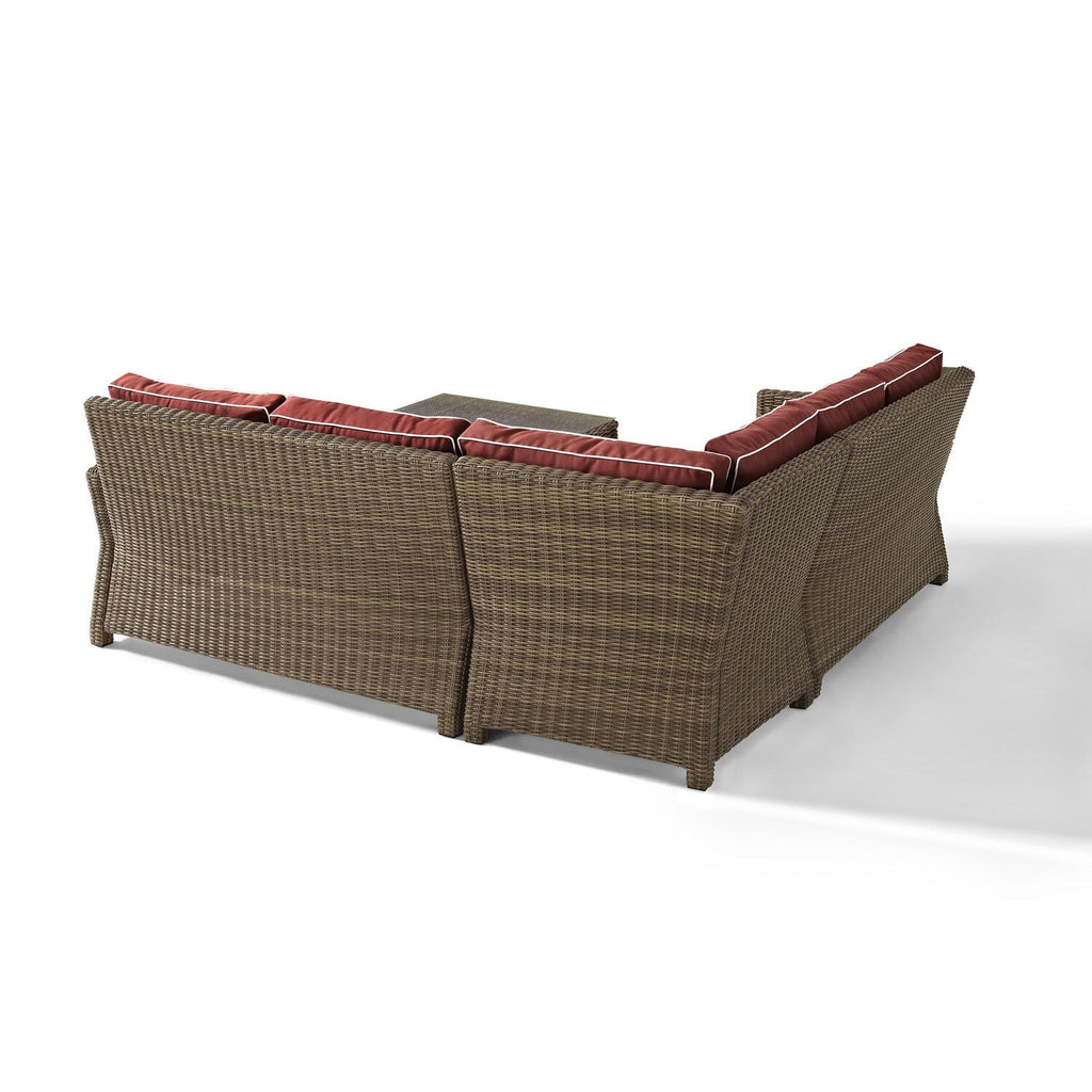 4Pc Outdoor Wicker Sectional Set Sangria Weathered Brown V52790