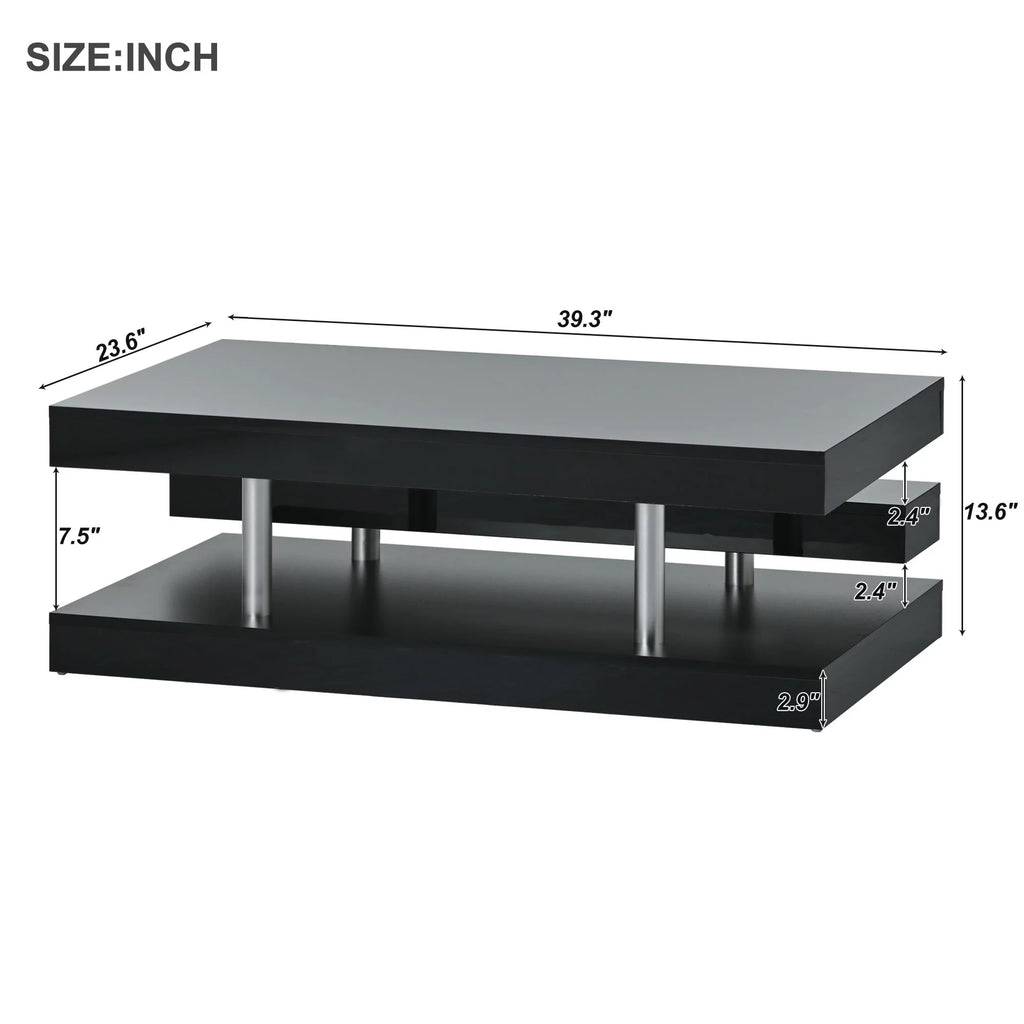 2-Tier Coffee Table with Silver Legs O406