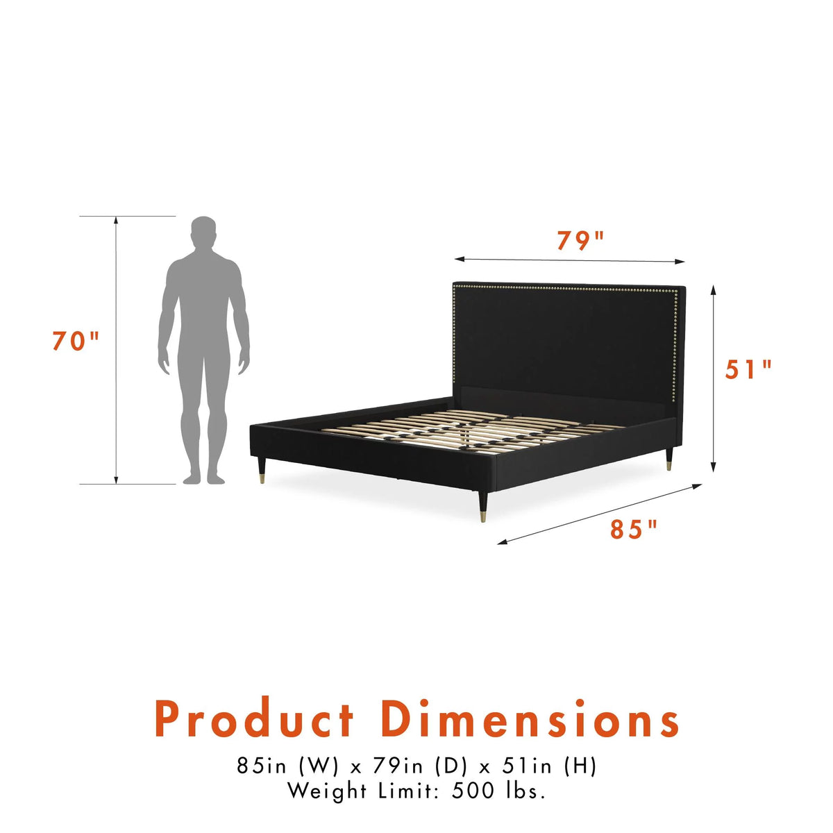 Black Velvet King Upholstered Bed M70868