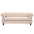 3 Seater Button Tufted Upholstered Sofa with Rolled Arms Z4547