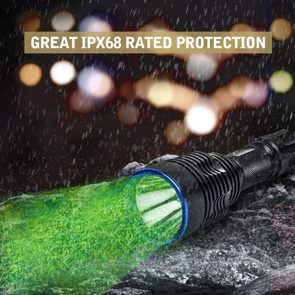 Green Tactical Flashlight Rechargeable Picatinny Mount P32978