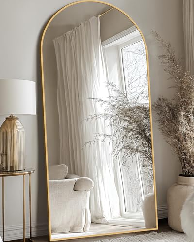 76"x34" Black Arched Floor Mirror A3828