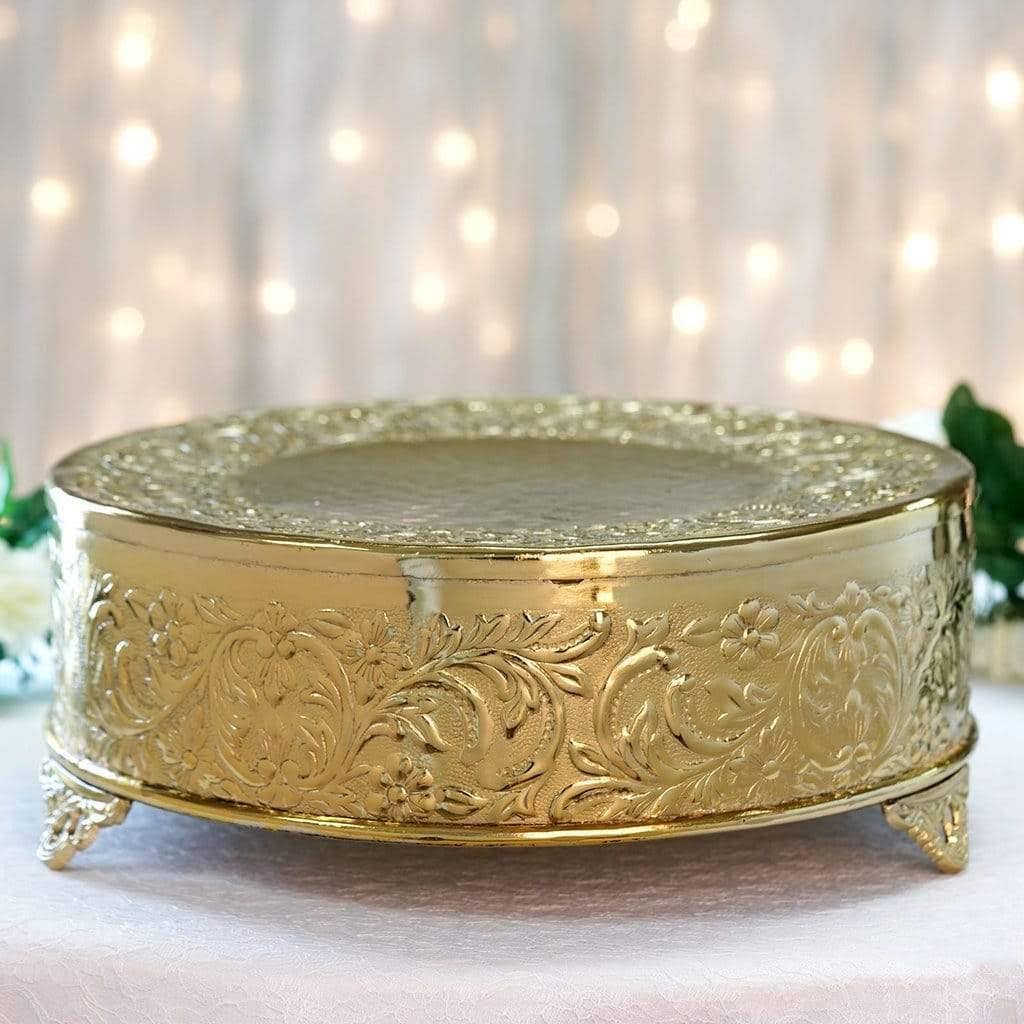 Gold Plated Round Embossed Cake Stand M89556