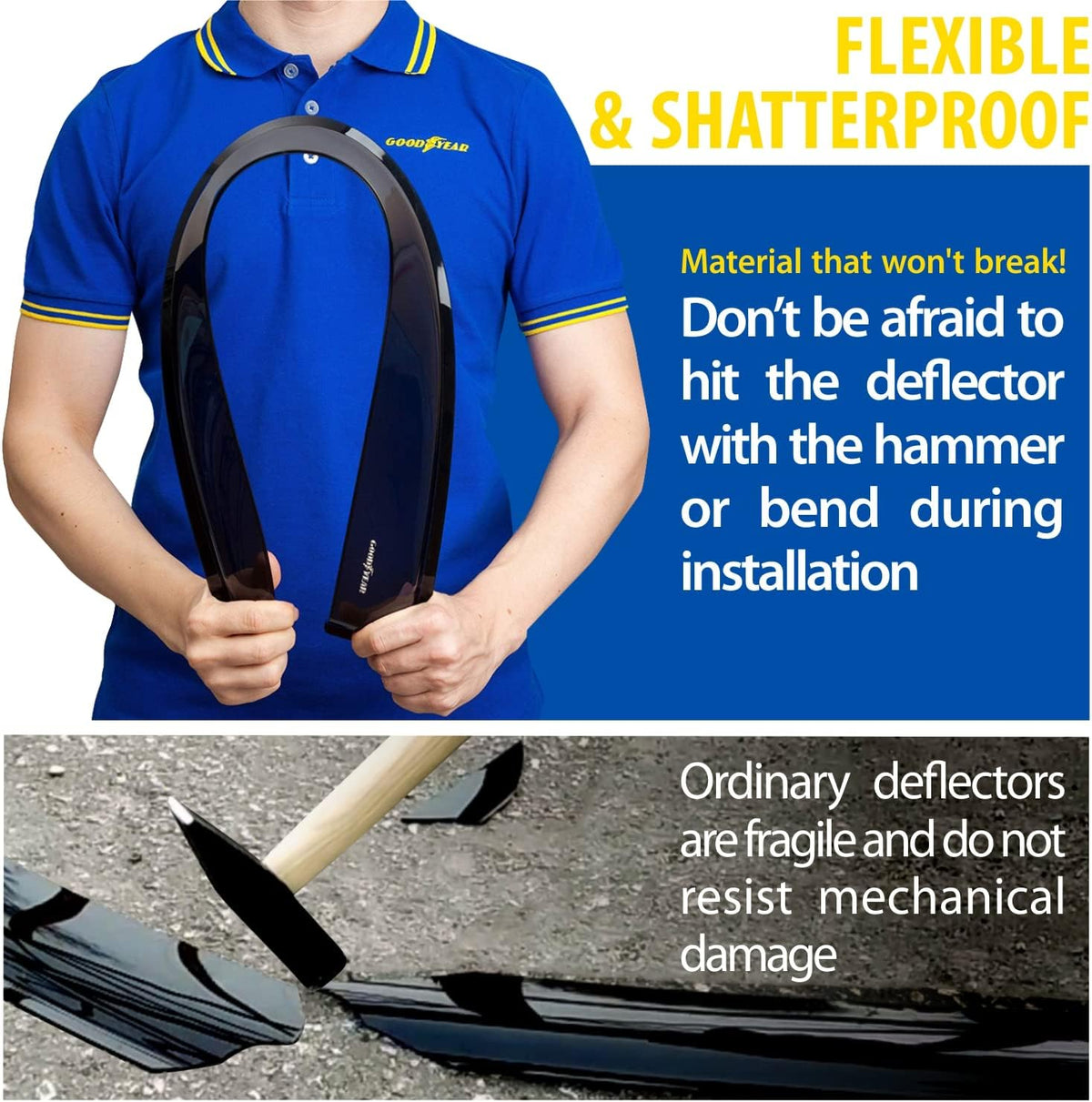 Shatterproof Window Deflectors Tape-on Rain Guards 4 pcs F65954