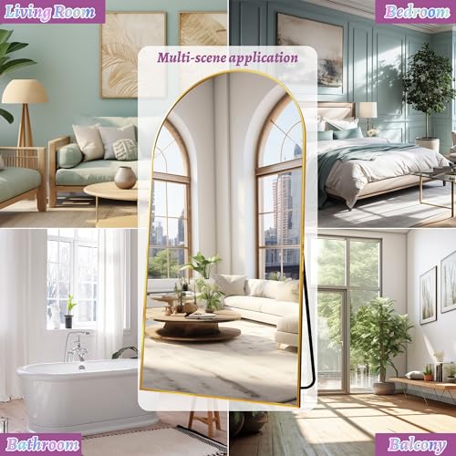 76"x34" Black Arched Floor Mirror A3828