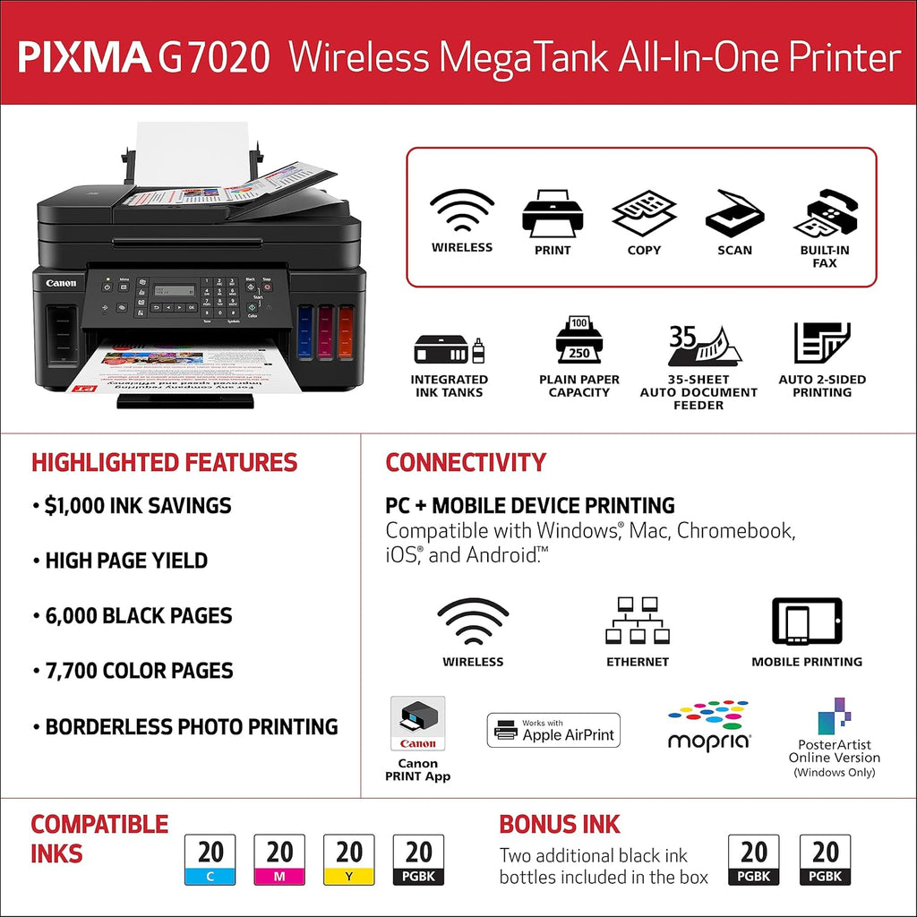 Black Wireless All-in-One Printer with Copier, Scan, Fax and ADF N215687