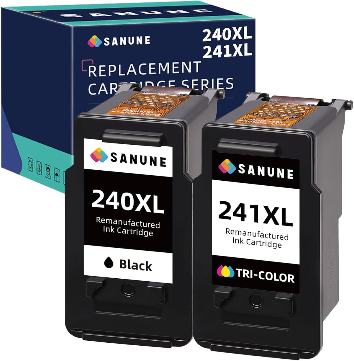 Remanufactured Ink Cartridge Combo Pack for Canon 240XL 241XL (1 Black, 1 Tri-Color) S127831