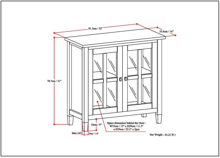 32 inch Wide Rustic Low Storage Cabinet with 2 Adjustable Shelves Z966500