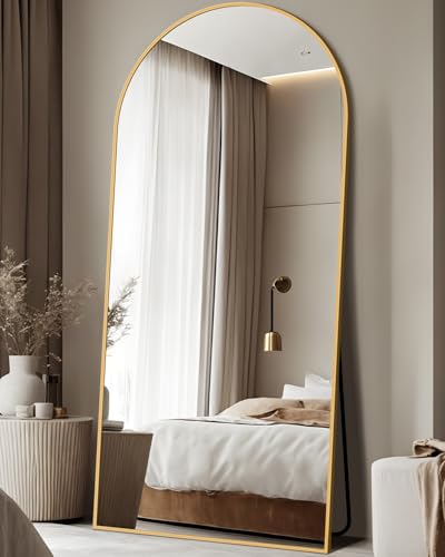 76"x34" Black Arched Floor Mirror A3828