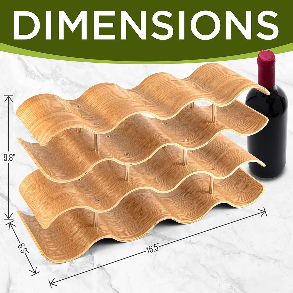 Bamboo Wine Rack 4 Tier Countertop Shelf Holds 14 Bottles Stackable Wooden Holder R85646