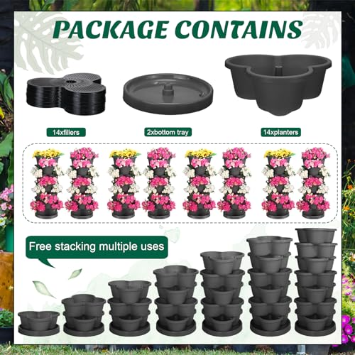 2 Pcs 7 Tier Stackable Planter T661833