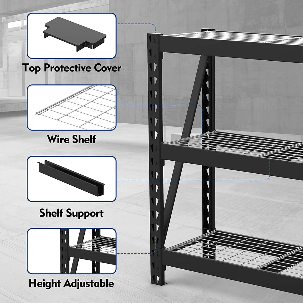 3-Tier Heavy Duty Metal Garage Shelving Unit, 50”W x 47”H x 18”D, 5400 LBS Load Capacity E249978