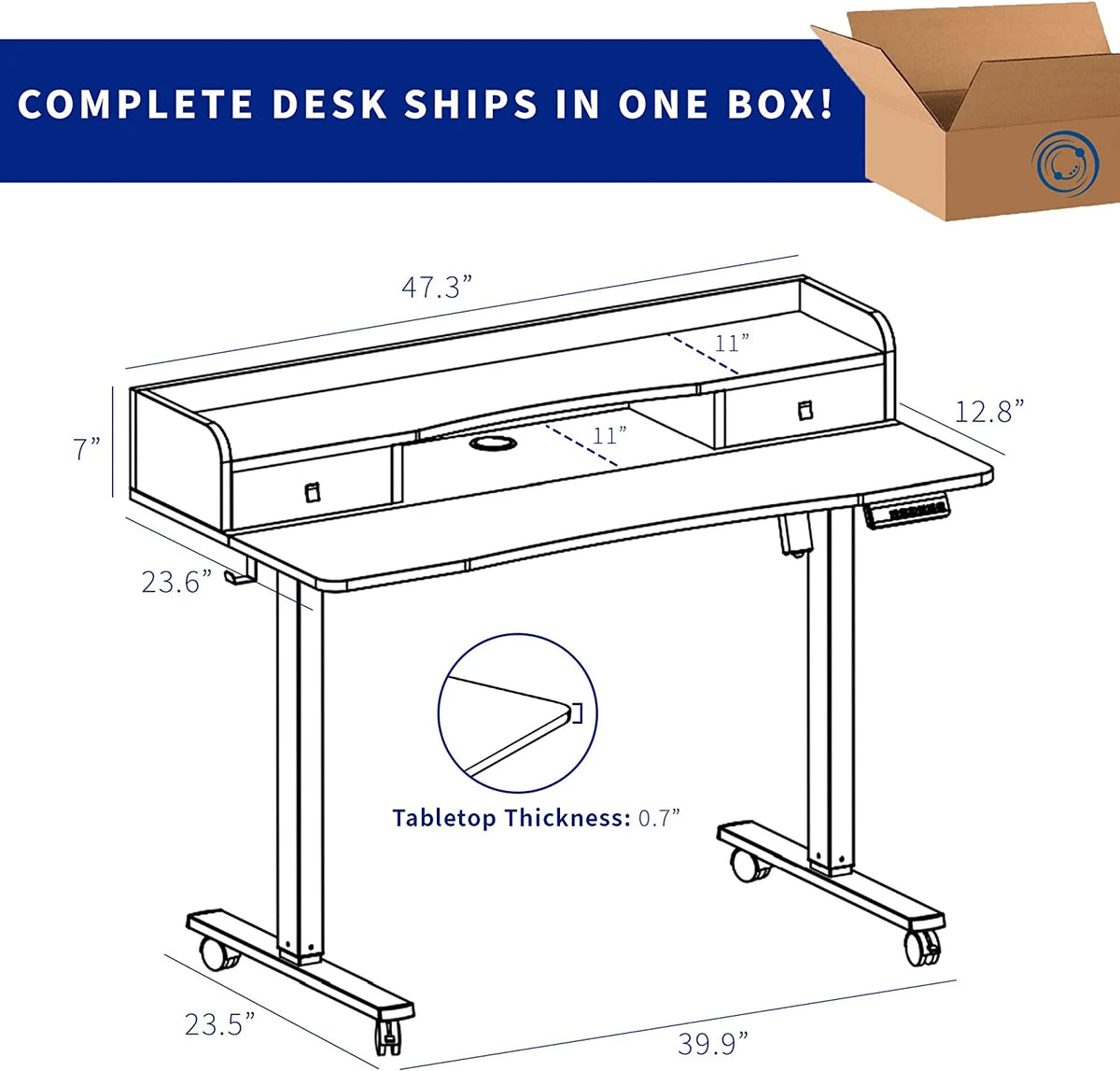 Dark Walnut Top Black Frame 2-Tier Height Adjustable Stand Up Desk L2940
