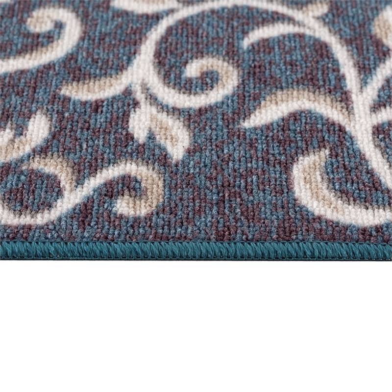 Blue Floral Non Slip Carpet Stair Treads Set of 7 E5332