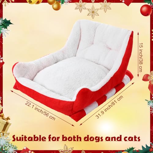 Red White 24x15x11 Inch Plush Synthetic Fur Christmas Dog Bed F484282