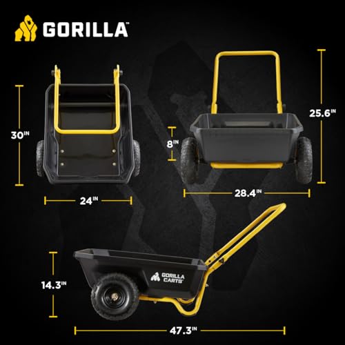 Black/Yellow Poly Dump Cart, 4 cu ft, 300 lb. Capacity S381206