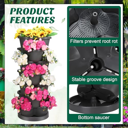 2 Pcs 7 Tier Stackable Planter T661833