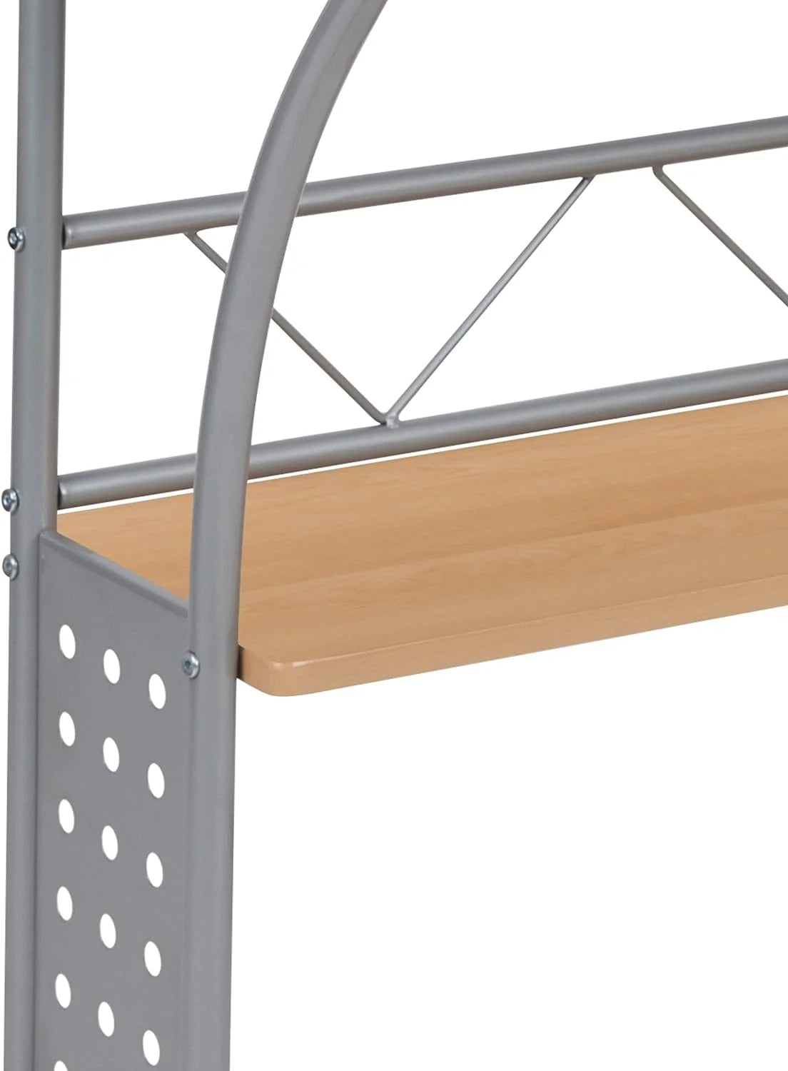 Black Silver Steel Frame Small Computer Desk with Raised Monitor Platform and Lower Storage Shelf L85534