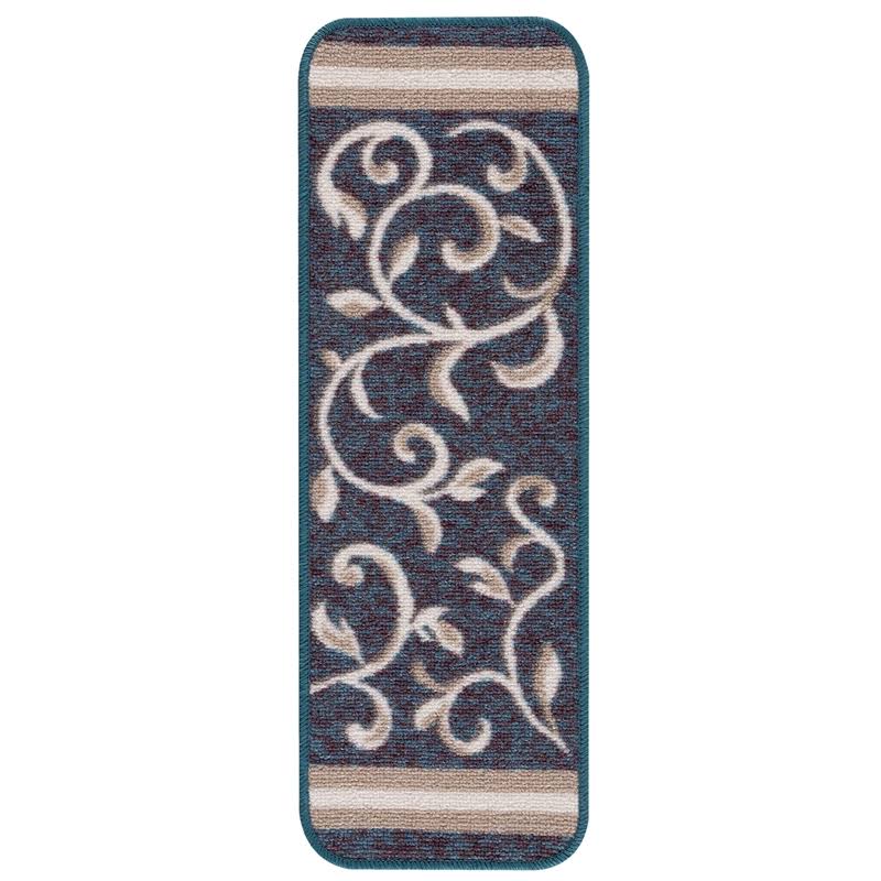 Blue Floral Non Slip Carpet Stair Treads Set of 7 E5332