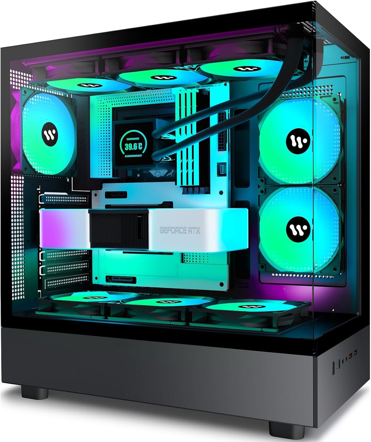 Black PC Case with ARGB Fans F98863