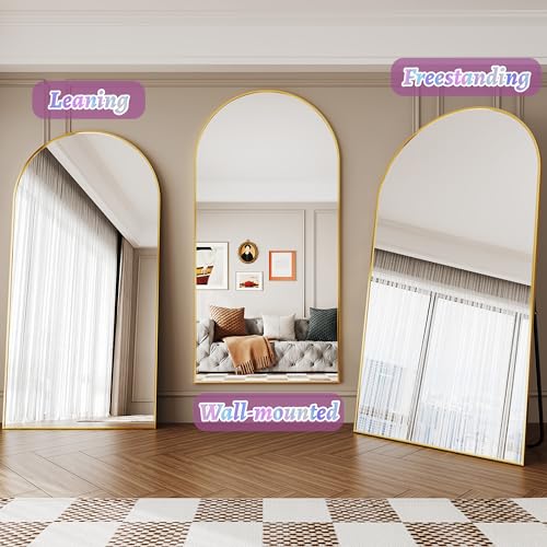 76"x34" Black Arched Floor Mirror A3828