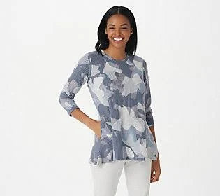 Camo Printed Waffle Knit Top W470019
