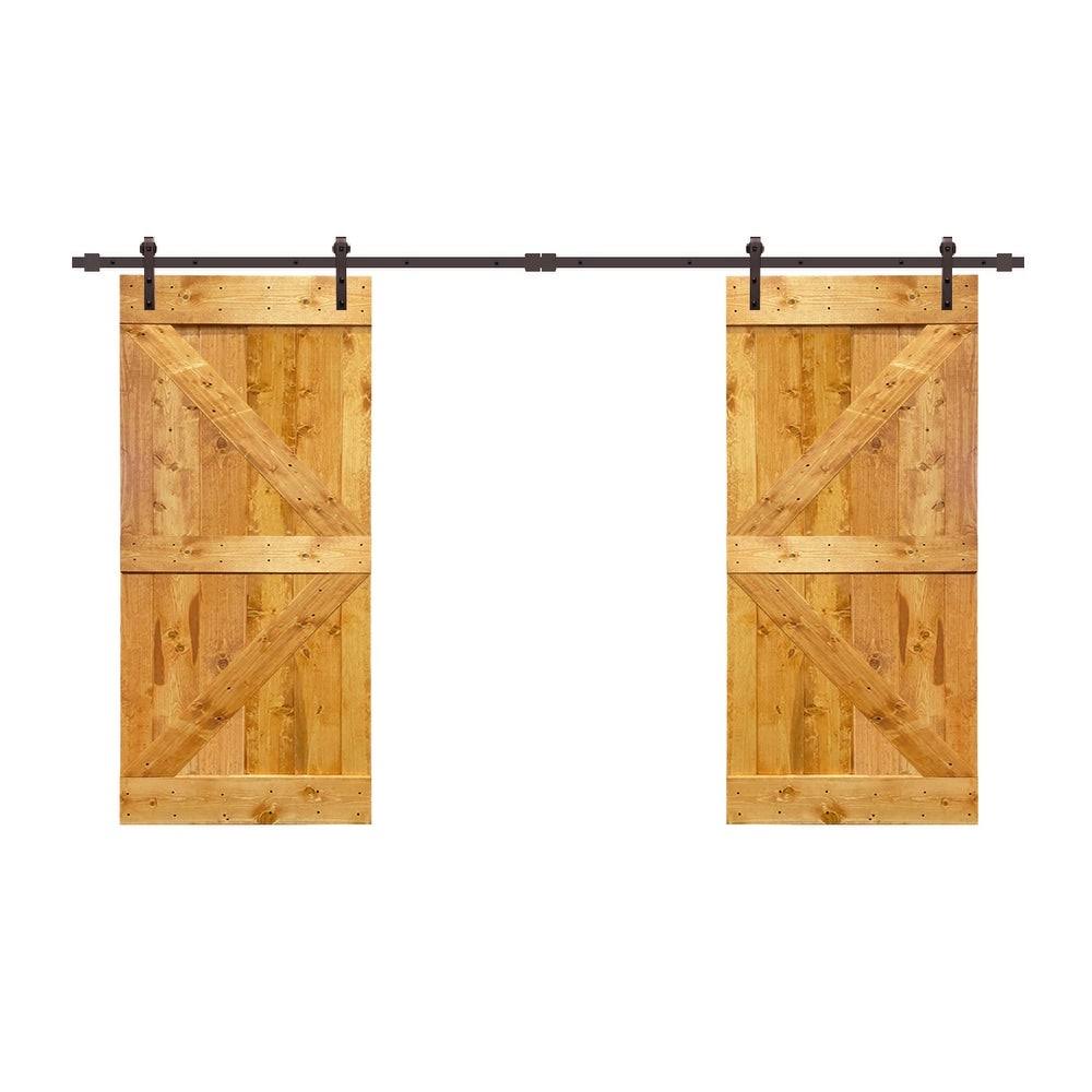Stained K Double Barn Door with Hardware Kit M964