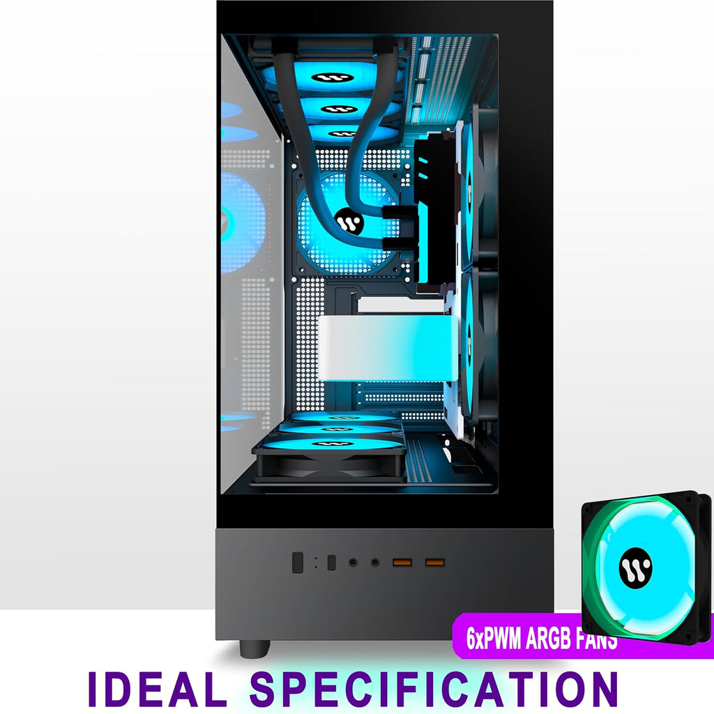 Black PC Case with ARGB Fans F98863