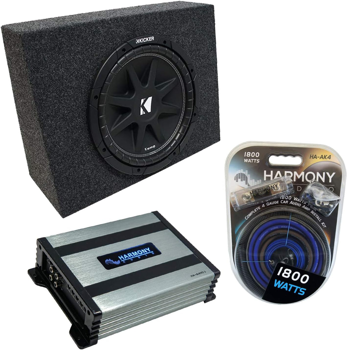 Compatible with Universal Regular Standard Cab Truck Single 10 Loaded Sub Box Enclosure with Amplifier J6802