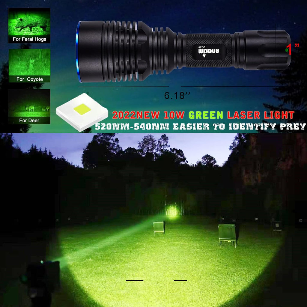 Green Tactical Flashlight Rechargeable Picatinny Mount P32978